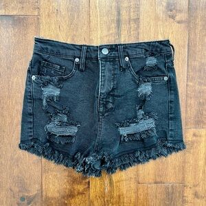 Mossimo Supply Co black distressed denim jean shorts size 4 27